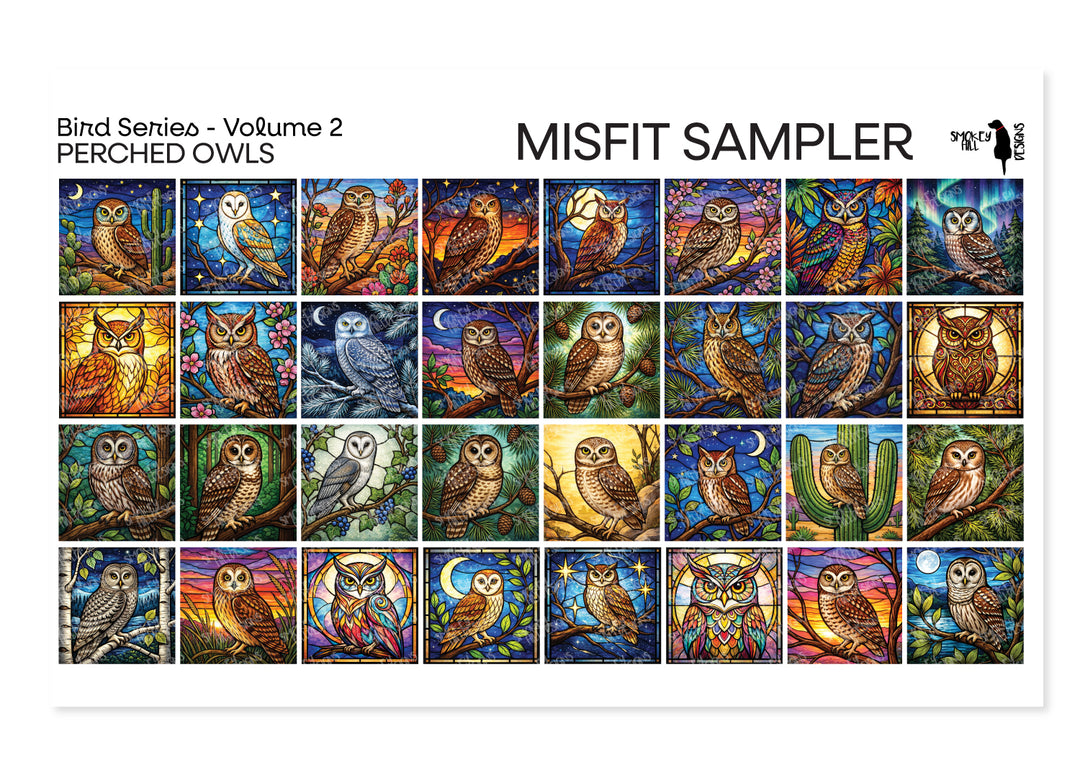 Misfit PatternPly® Transparent Perched Owls Sampler