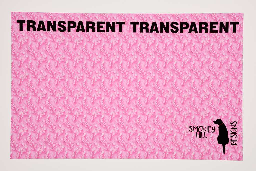 PatternPly® Transparent Feathers and Bling Pink Mini sheet showing the pattern