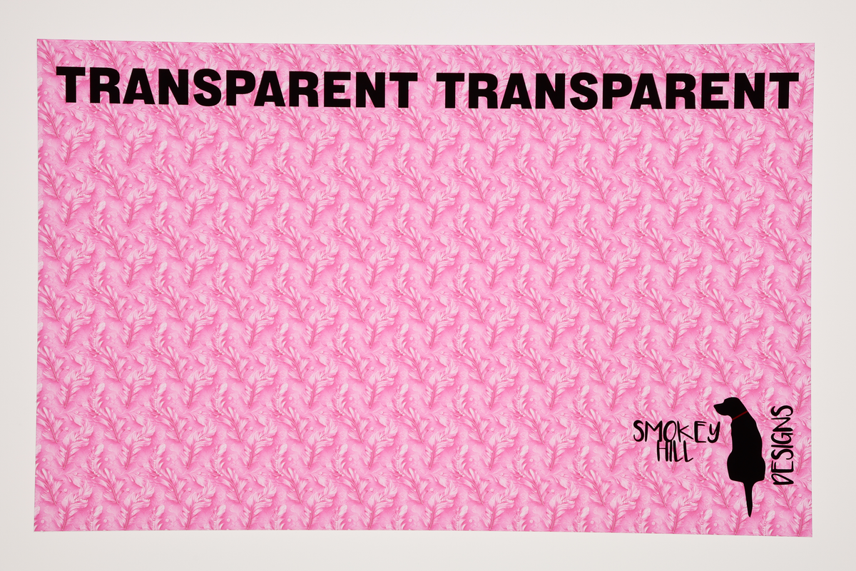 PatternPly® Transparent Feathers and Bling Pink Mini sheet showing the pattern