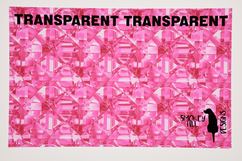 PatternPly® Transparent Pink Glitz sheet showing the pattern
