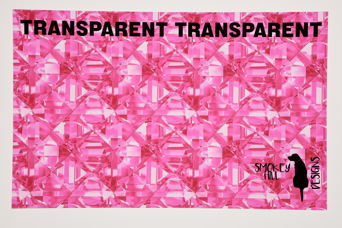 PatternPly® Transparent Pink Glitz sheet showing the pattern