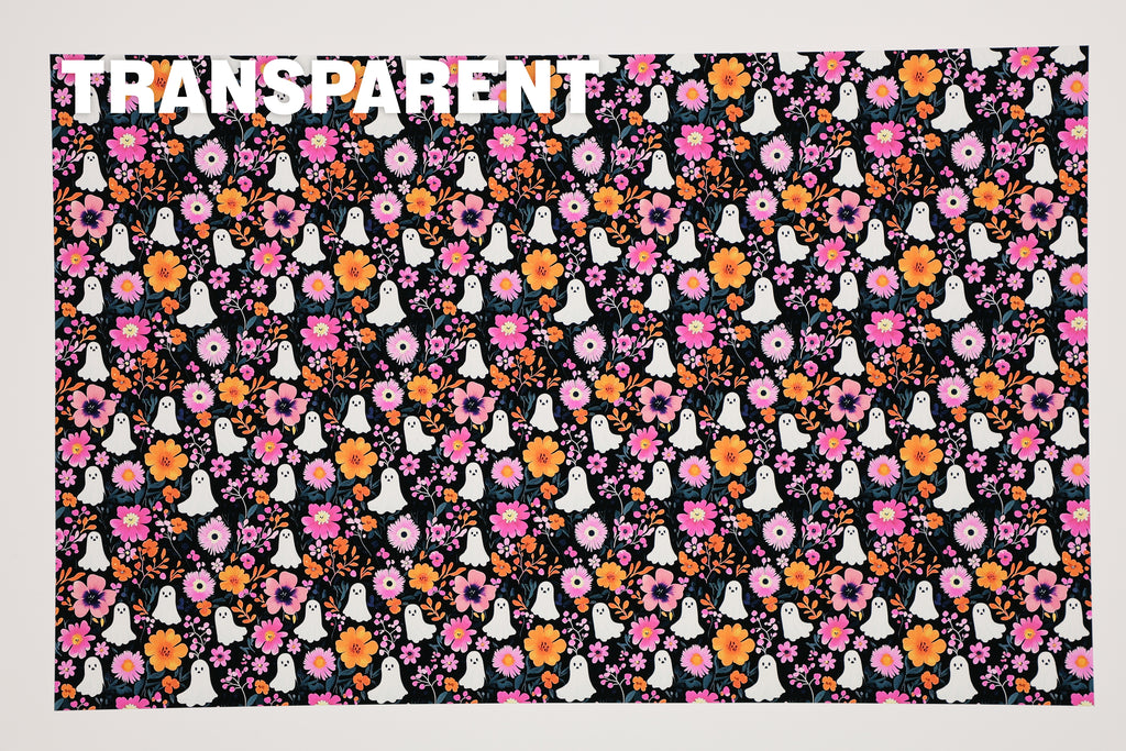 PatternPly® Transparent Pink Floral Ghosts sheet showing the pattern