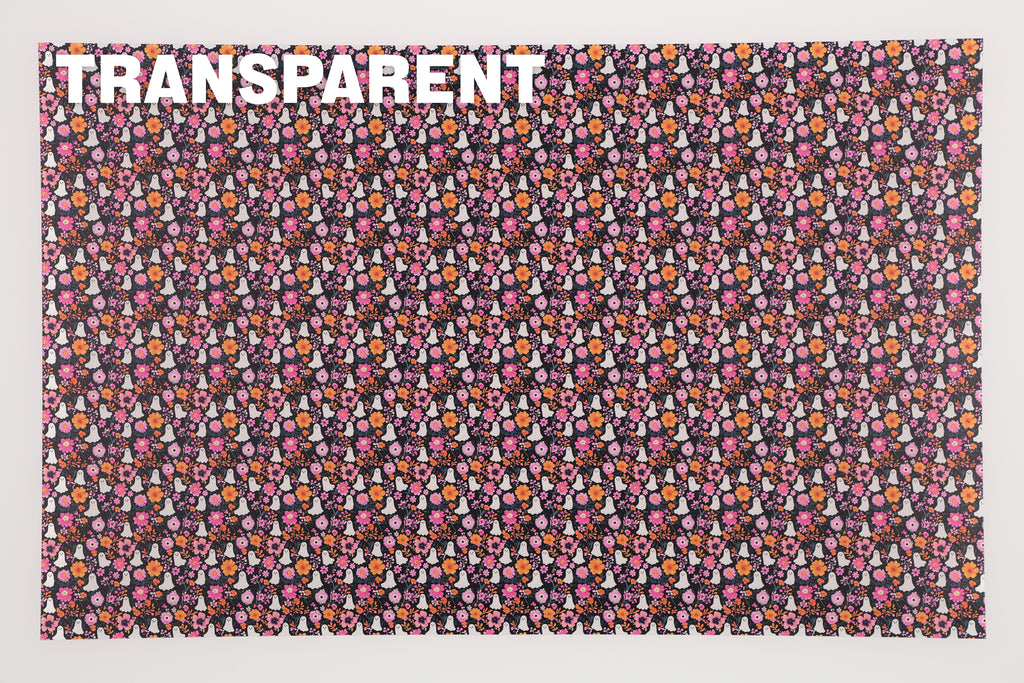 PatternPly® Transparent Pink Floral Ghosts Micro sheet showing the pattern