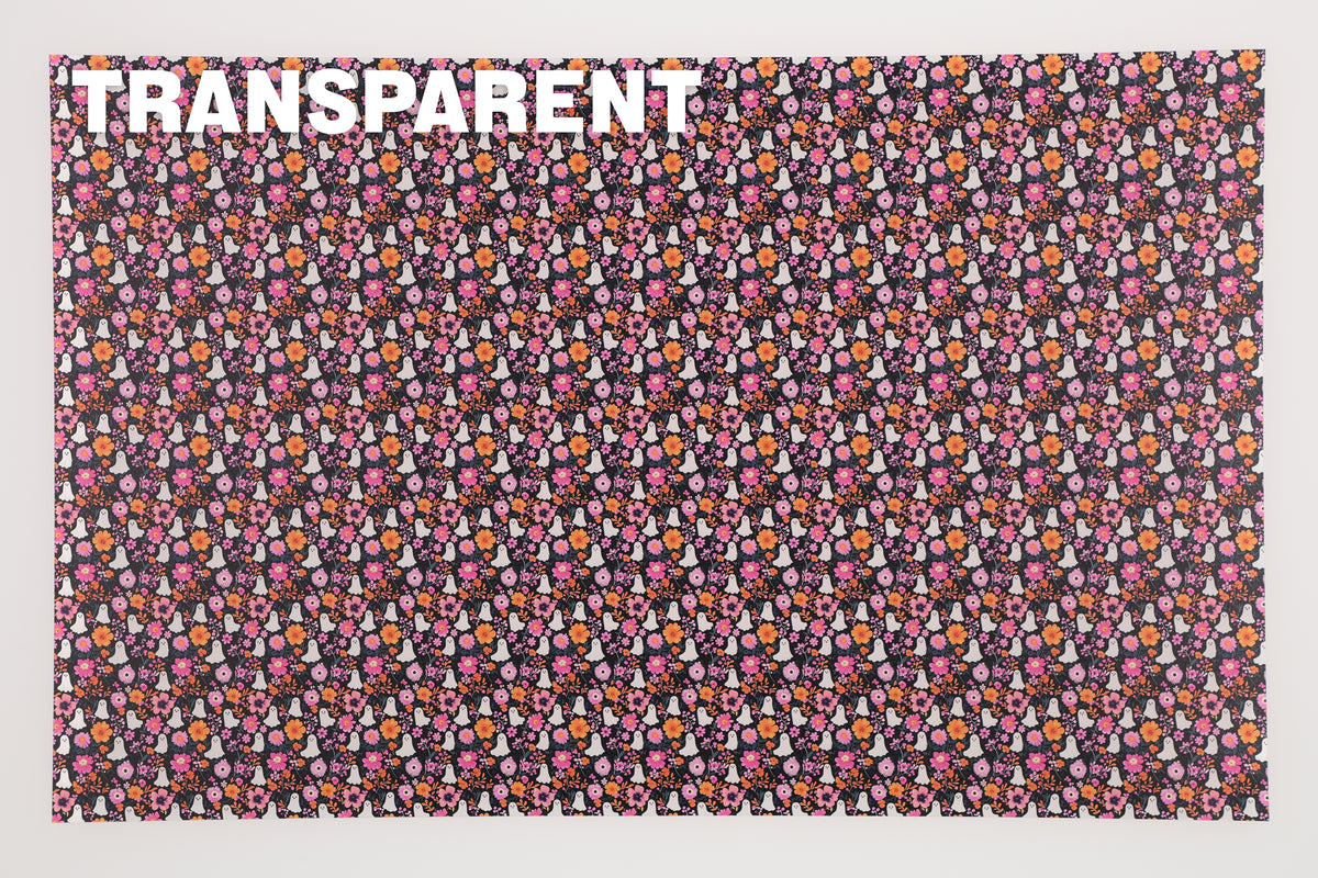 PatternPly® Transparent Pink Floral Ghosts Micro sheet showing the pattern