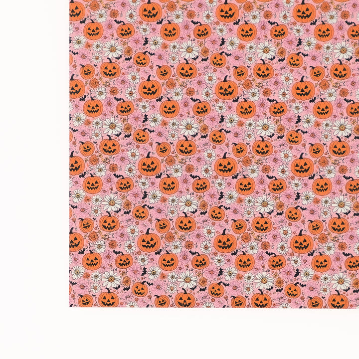 PatternPly® Full Coverage Pink Jack o Lantern Floral Micro
