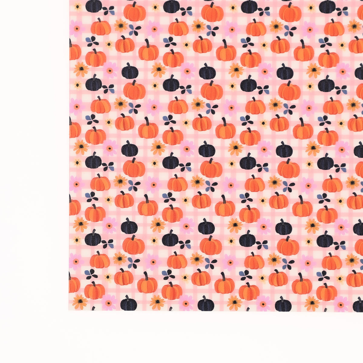 PatternPly® Full Coverage Pumpkin Plaid Micro sheet showing the pattern
