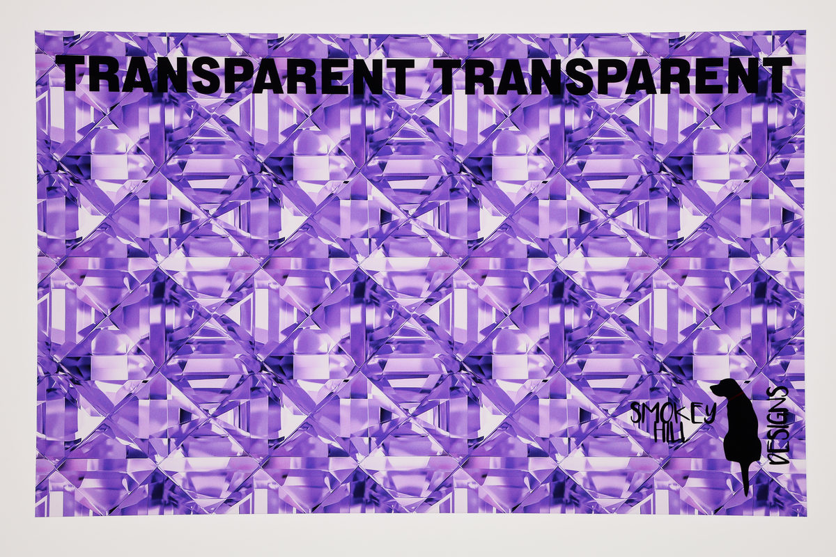 PatternPly® Transparent Purple Glitz sheet showing the pattern