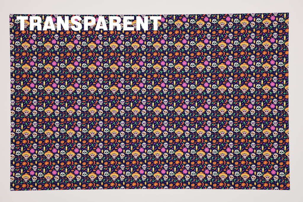 PatternPly® Transparent Purple Dia de Los Muertos Micro sheet showing the pattern