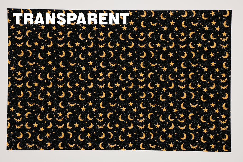 PatternPly® Transparent Sketched Orange and Black Bat Sky sheet showing the pattern