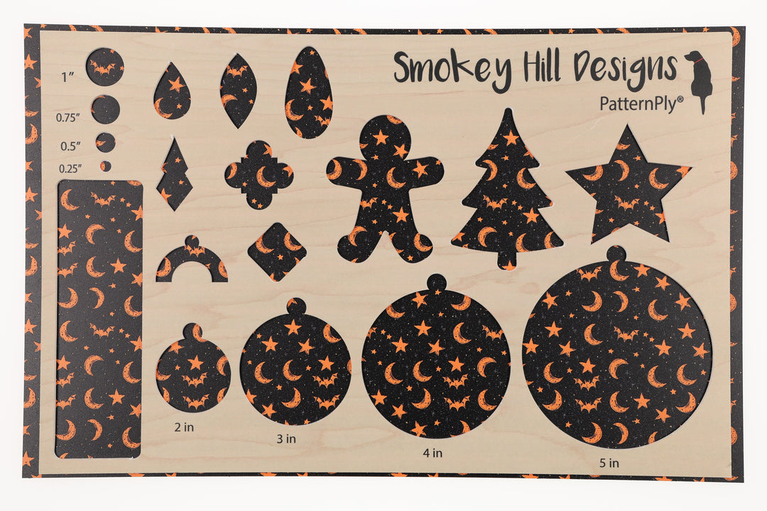 PatternPly® Full Coverage Sketched Orange and Black Bat Sky