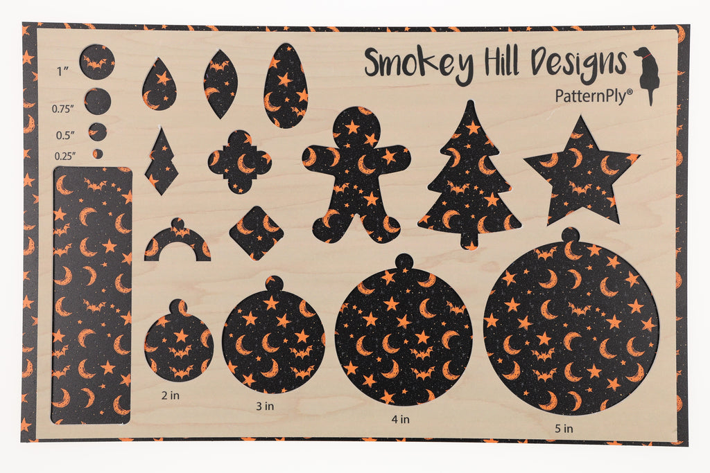 PatternPly® Transparent Sketched Orange and Black Bat Sky product photo 2