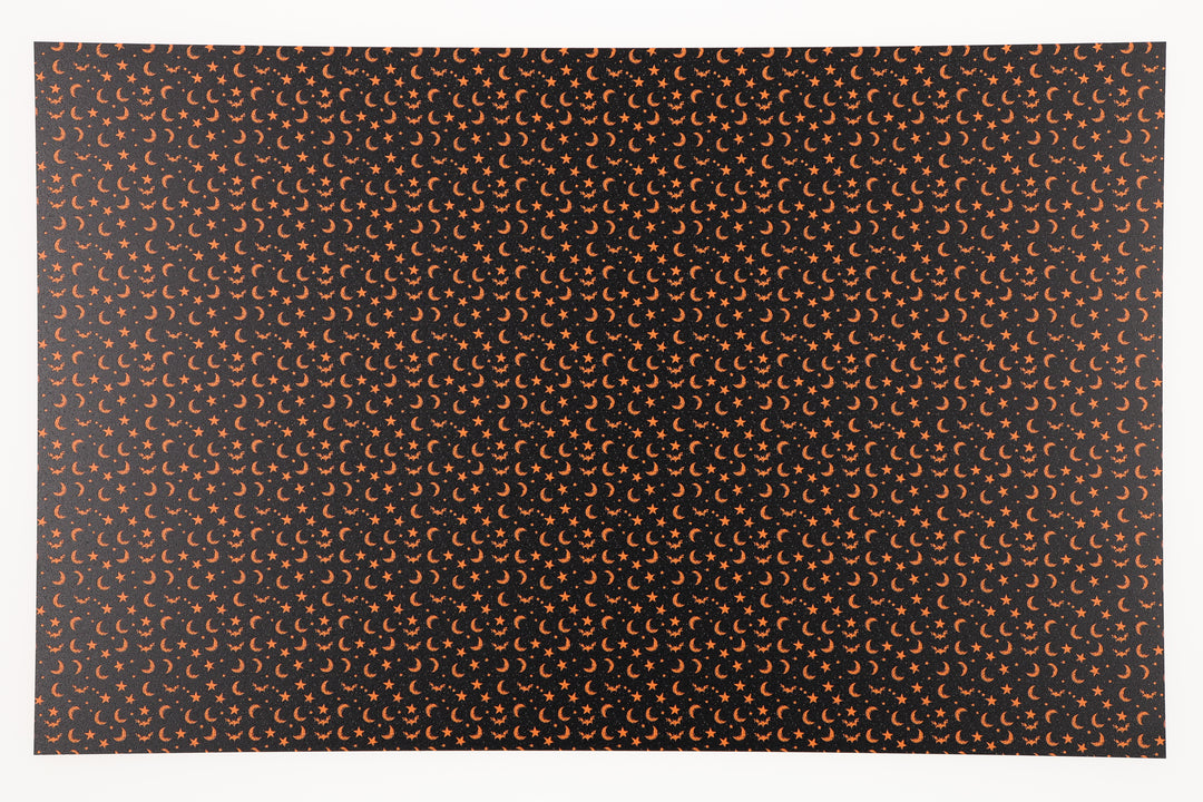 PatternPly® Full Coverage Sketched Orange and Black Bat Sky Micro