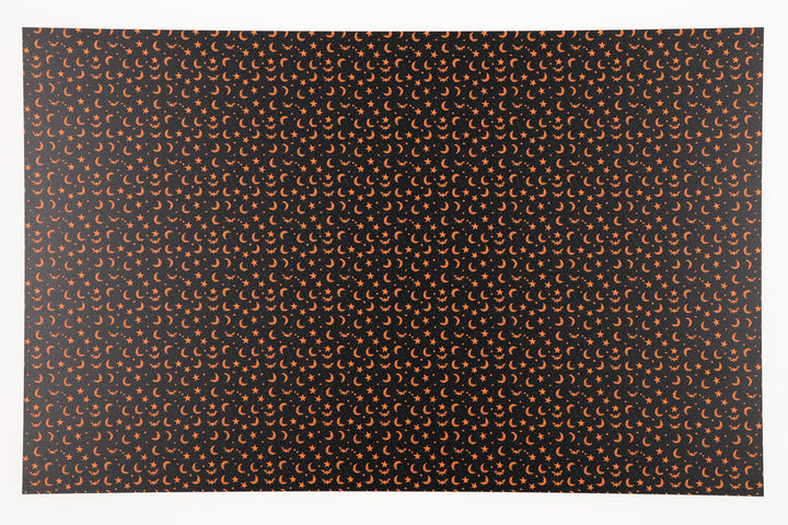 PatternPly® Full Coverage Sketched Orange and Black Bat Sky Micro