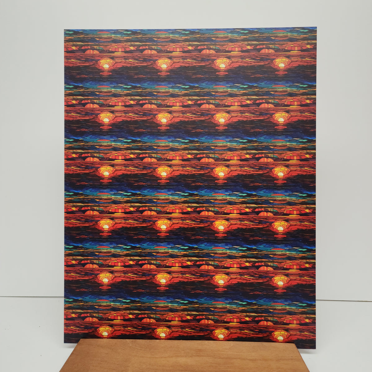 PatternPly® 19x24" Stained Glass Sunset Original Scale sheet showing the pattern