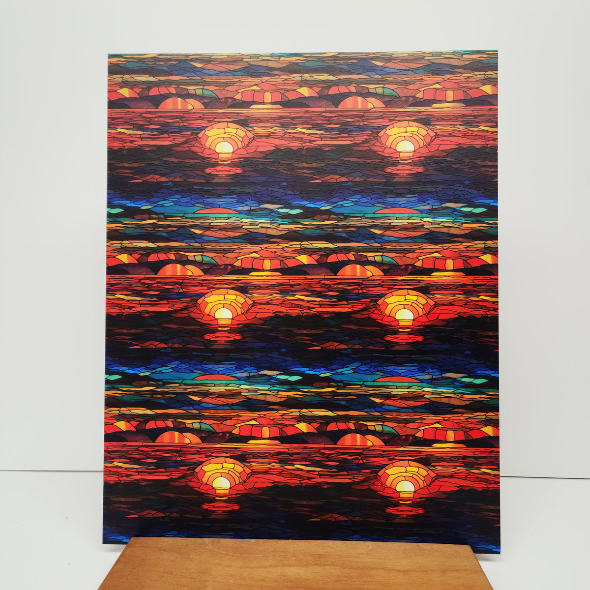 PatternPly® 19x24" Stained Glass Sunset XL Scale sheet showing the pattern