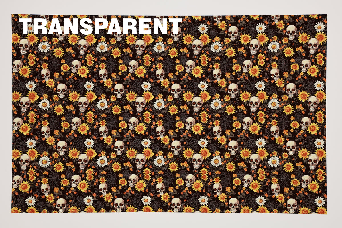 PatternPly® Transparent Sunflower Skulls Micro sheet showing the pattern