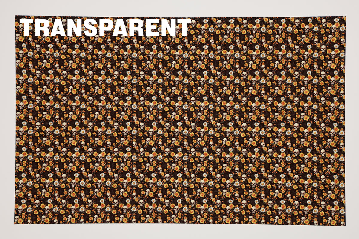 PatternPly® Transparent Sunflower Skulls sheet showing the pattern