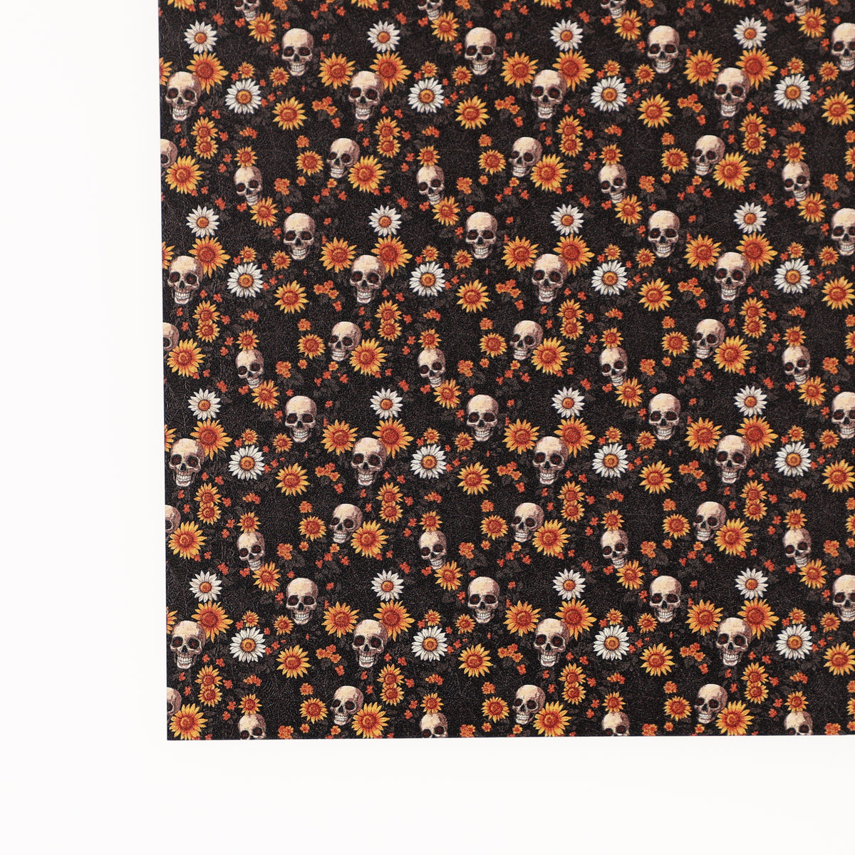 PatternPly® Full Coverage Sunflower Skulls Micro sheet showing the pattern