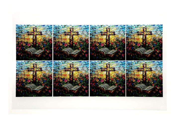 PatternPly® Transparent Stained Glass Sunset Cross Medium