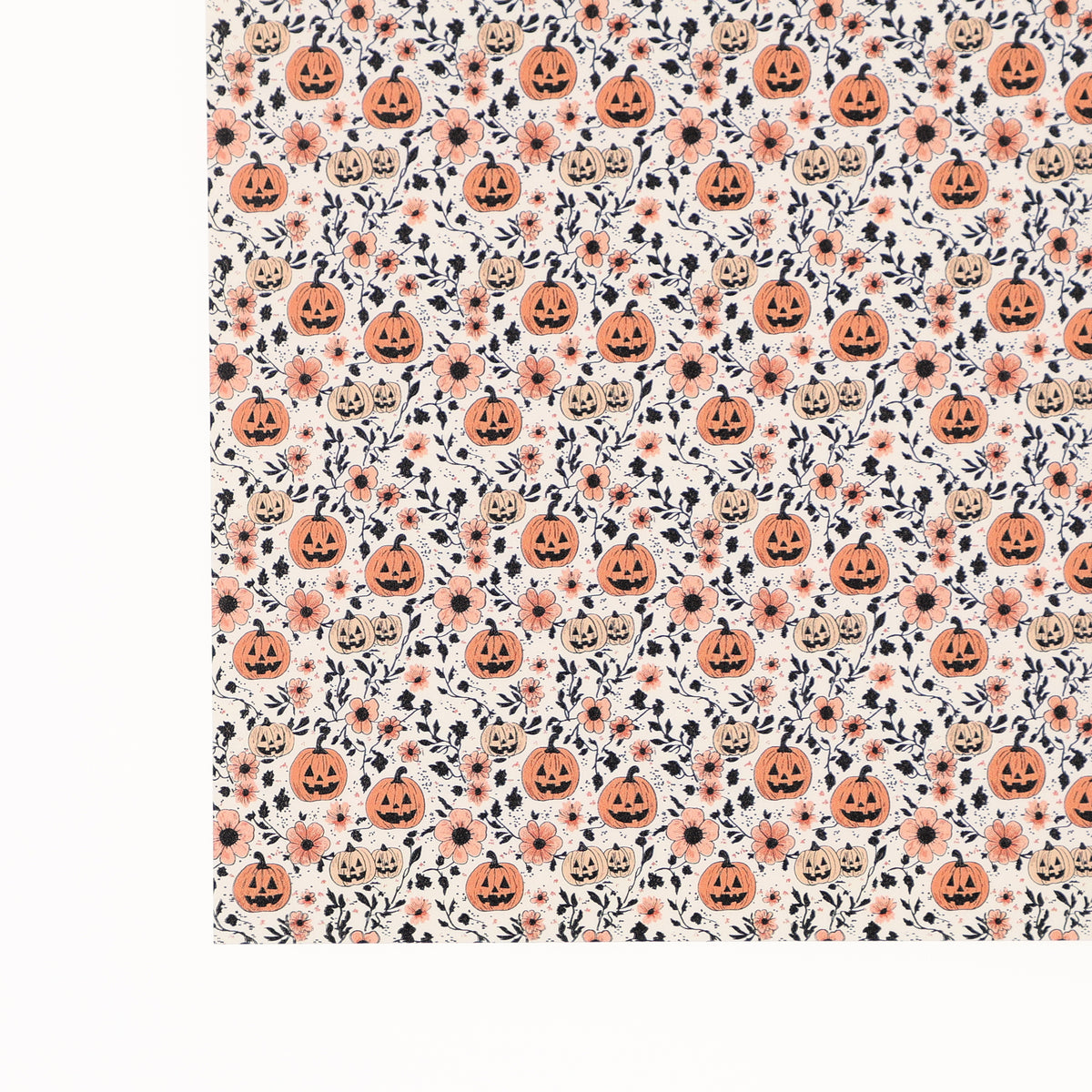 PatternPly® Full Coverage White Pumpkin Floral sheet showing the pattern
