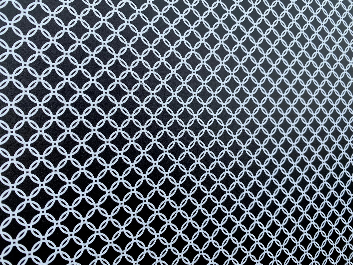PatternPly® Full Coverage Black and White Circles sheet showing the pattern