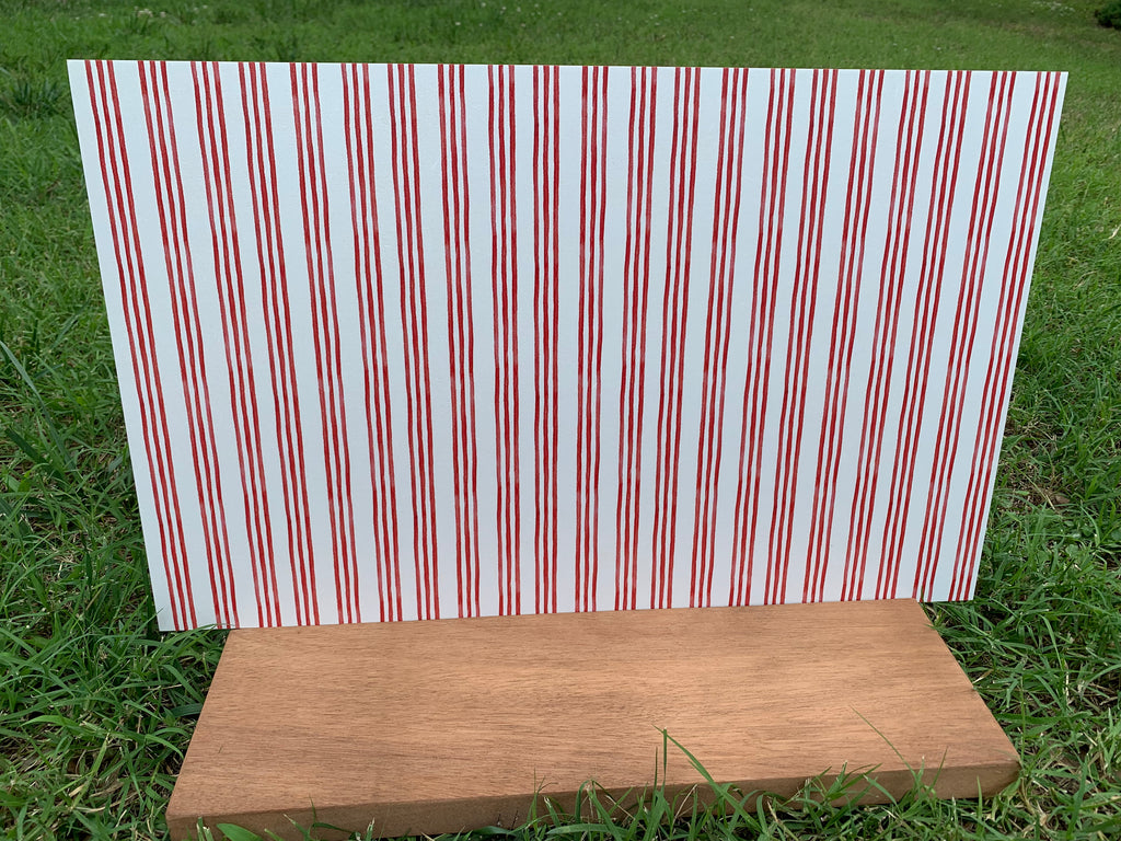 PatternPly® Full Coverage Watercolor Red and White Stripes sheet showing the pattern