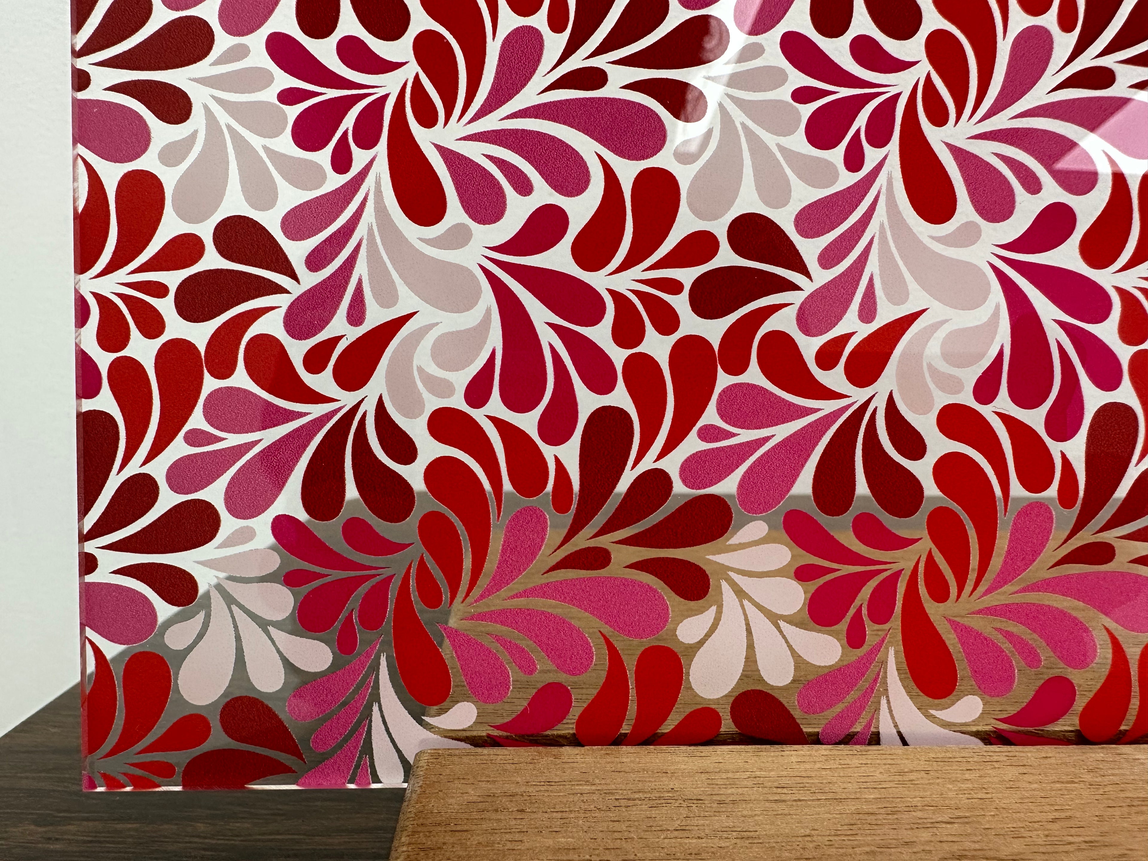 PatternPly® Scattered Red, White, and Pink Petals sheet showing the pattern