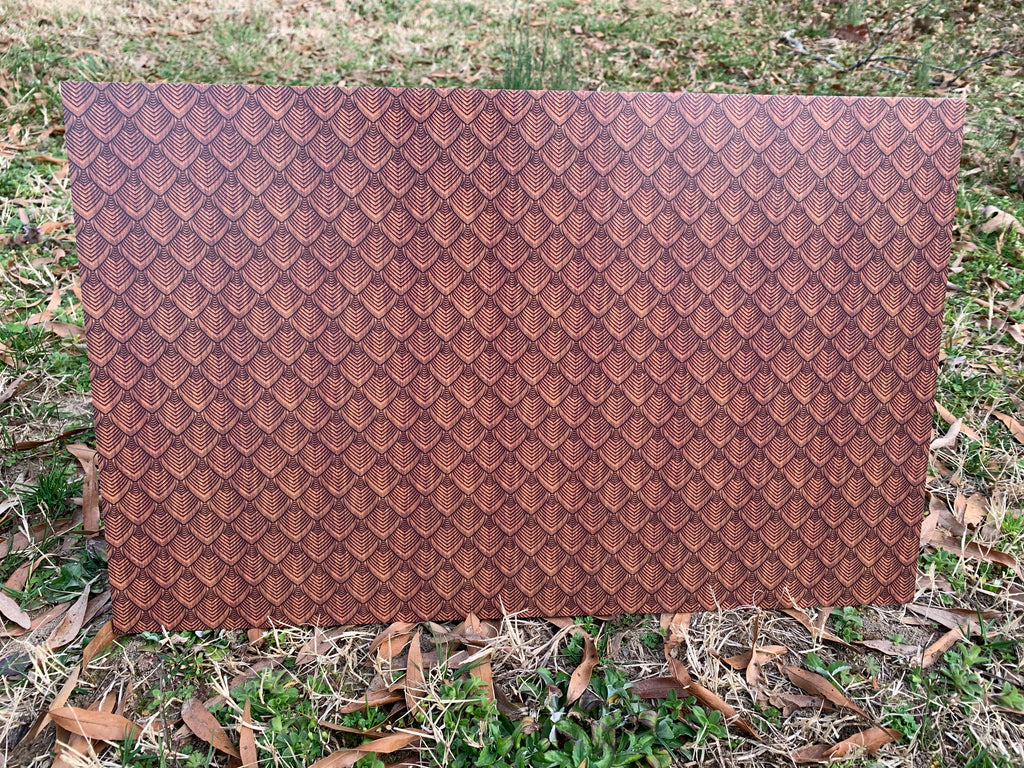 PatternPly® Full Coverage Wooden Scales sheet showing the pattern