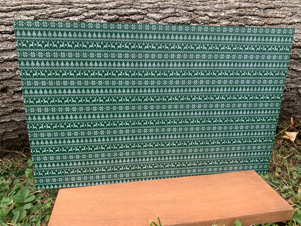 PatternPly® Full Coverage Green Ugly Christmas Sweater sheet showing the pattern