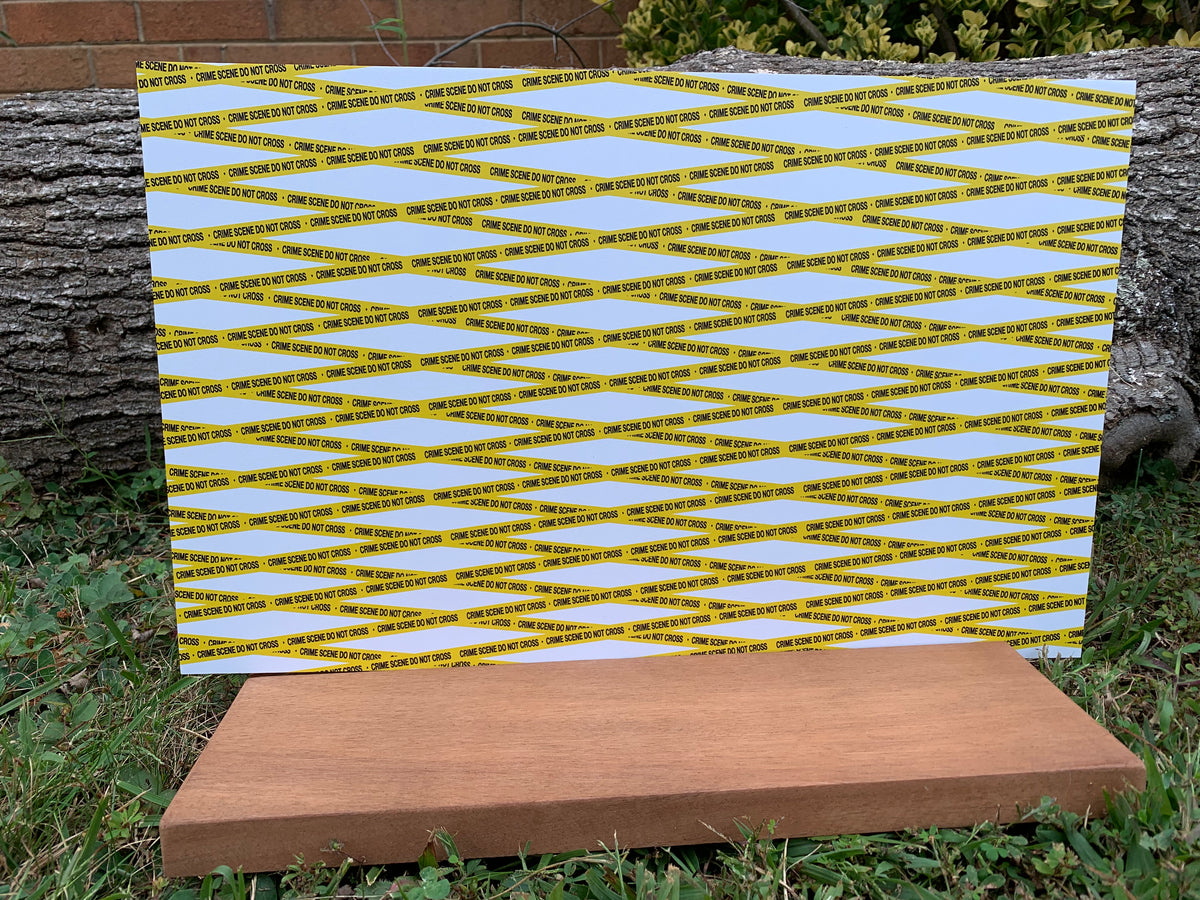 PatternPly® Full Coverage Crime Scene Tape sheet showing the pattern