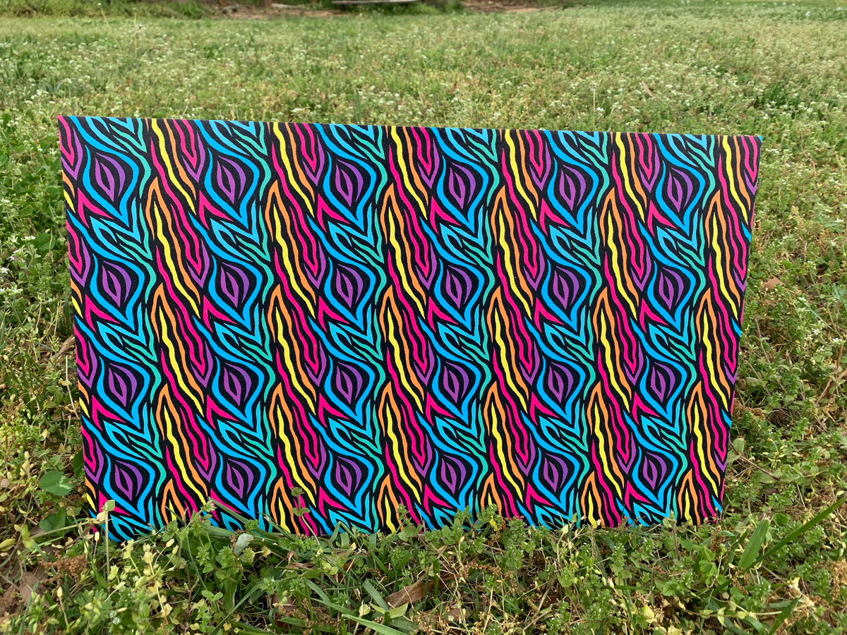 PatternPly® Full Coverage Rainbow Zebra Stripes sheet showing the pattern