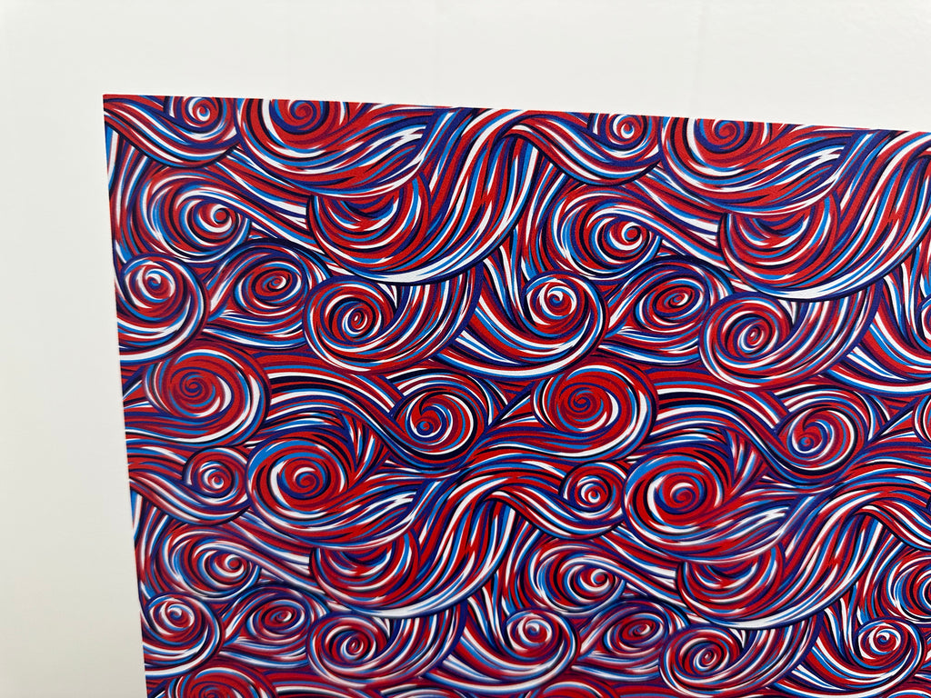 PatternPly® Full Coverage Patriotic Swirls sheet showing the pattern
