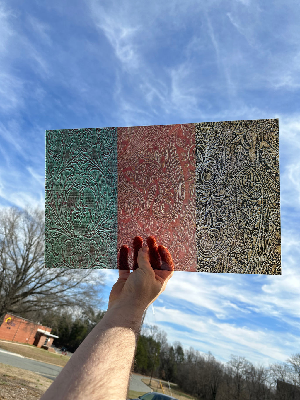 PatternPly® Transparent Assorted Tooled Leather sheet showing the pattern