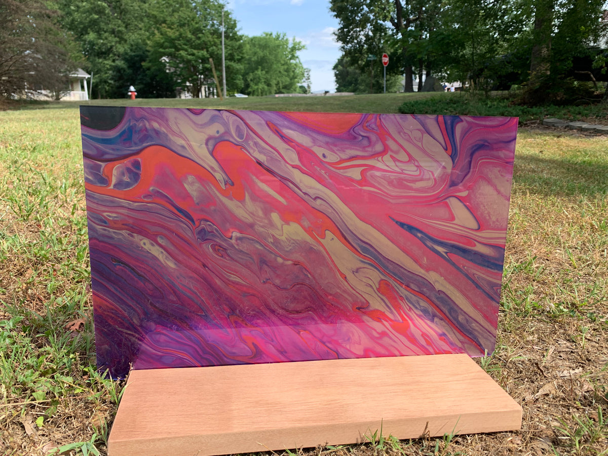 PatternPly® Transparent Pink Paint Pour sheet showing the pattern