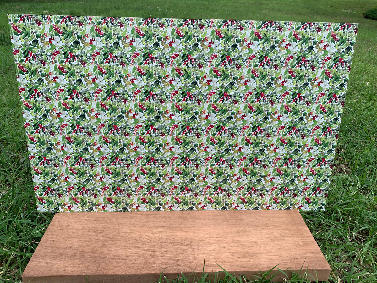 PatternPly® Full Coverage Spruce and Berries sheet showing the pattern