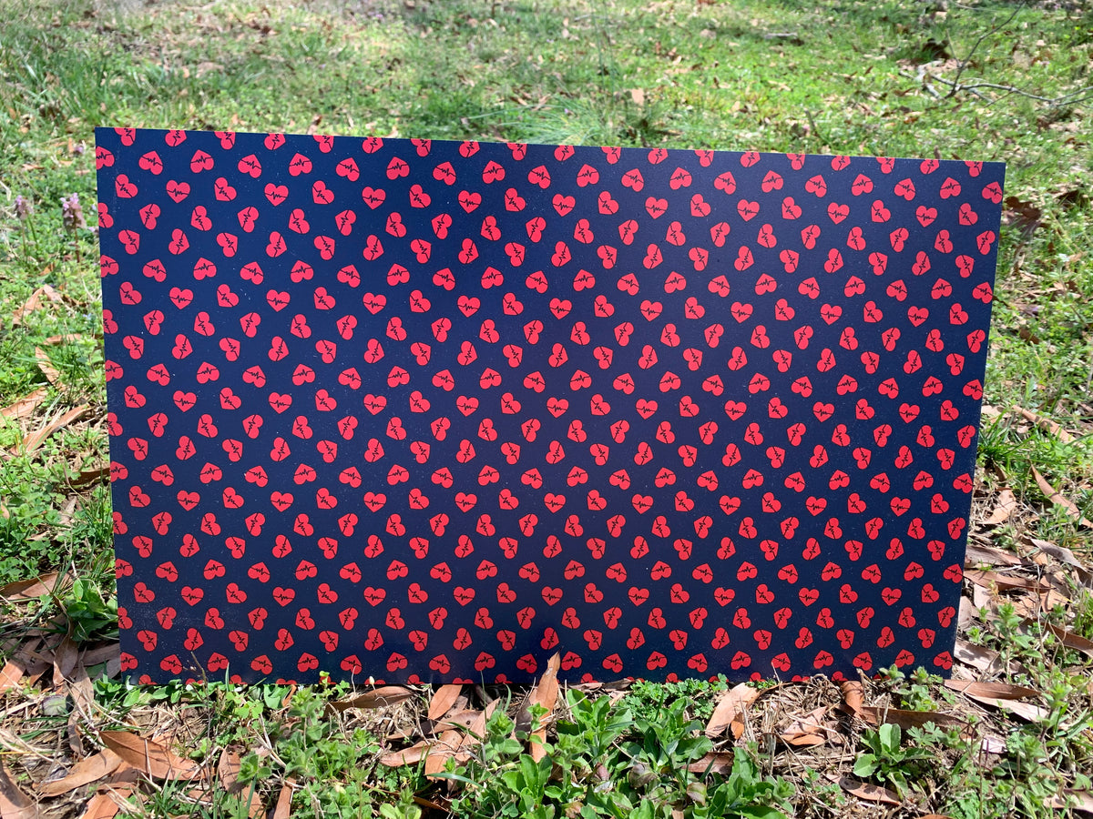 PatternPly® Full Coverage Blue Healthcare Hearts sheet showing the pattern
