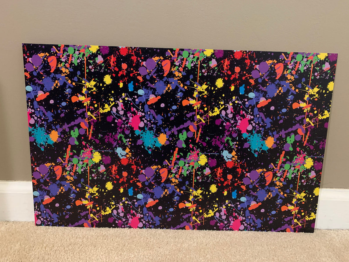 PatternPly® Full Coverage Paint Splatter sheet showing the pattern
