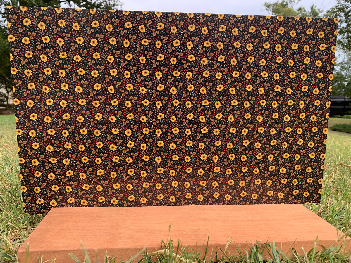 PatternPly® Full Coverage Fall Microfloral Black sheet showing the pattern