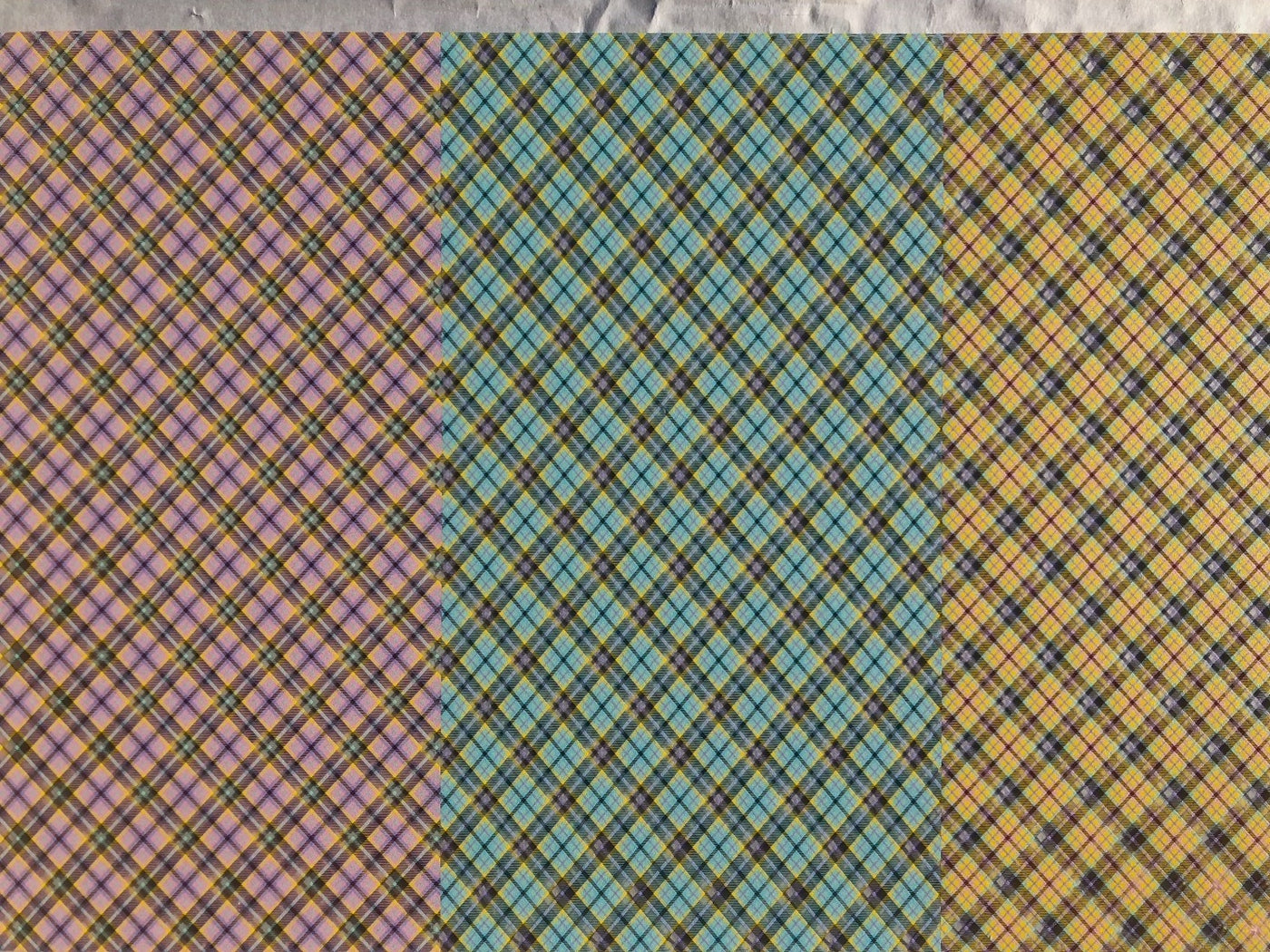 PatternPly® Acrylic Scattered Pastel Plaid Trio, Two Sided on Clear