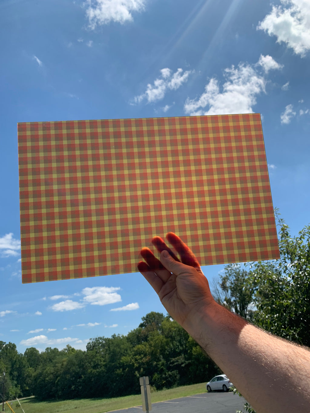 PatternPly® Transparent Fall Colors Buffalo Plaid sheet showing the pattern