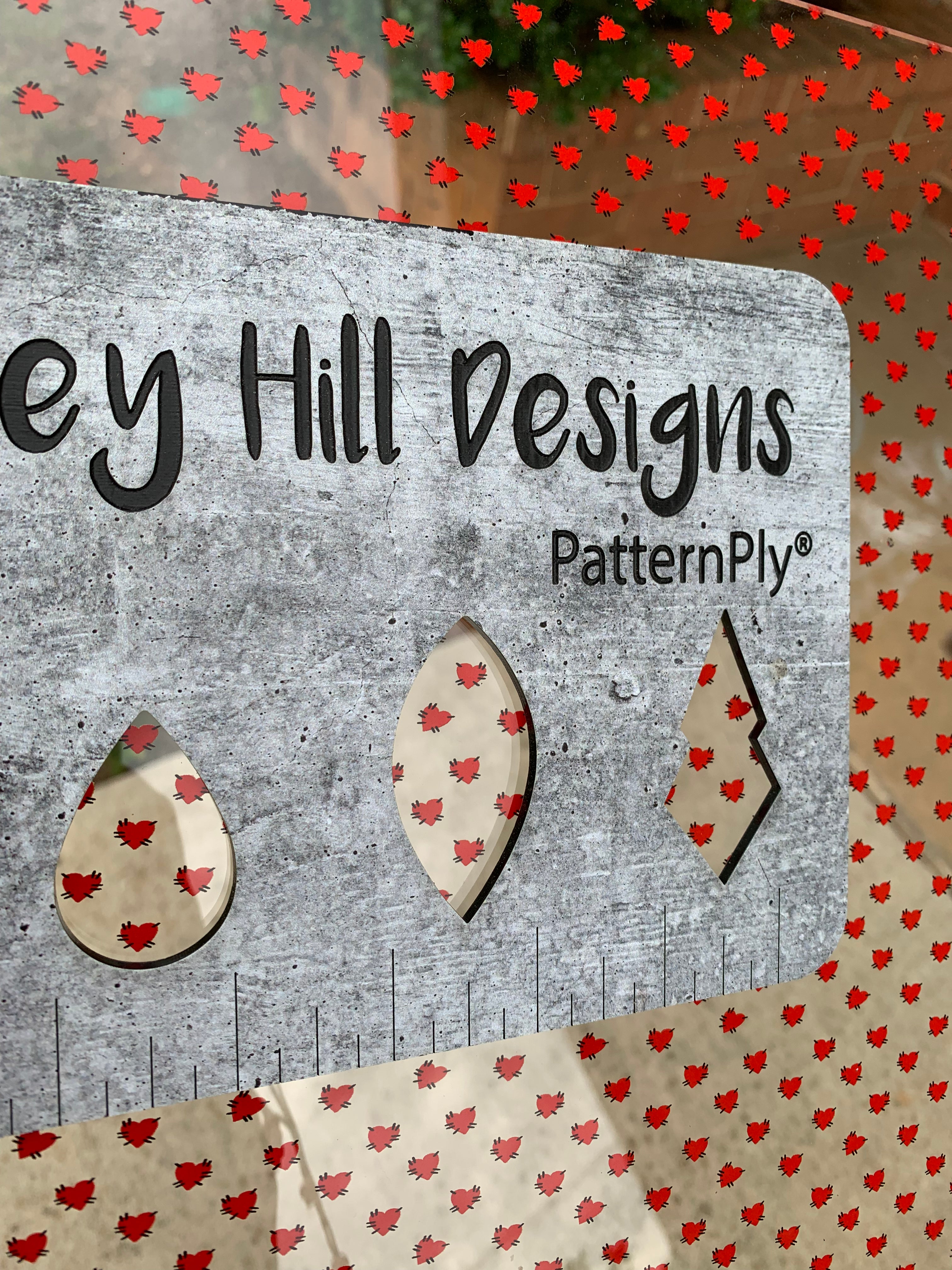 PatternPly® Scattered Stitched Hearts sheet showing the pattern