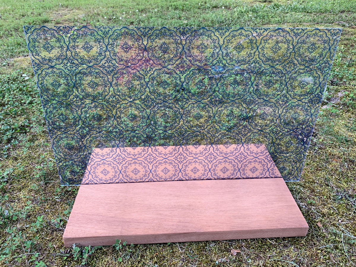 PatternPly® Transparent Blue China Circles sheet showing the pattern