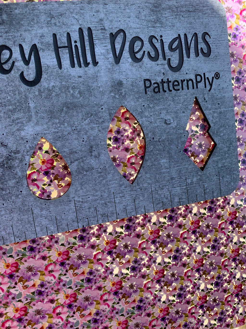 PatternPly® Scattered Mini Purple and Pink Watercolor Floral sheet showing the pattern