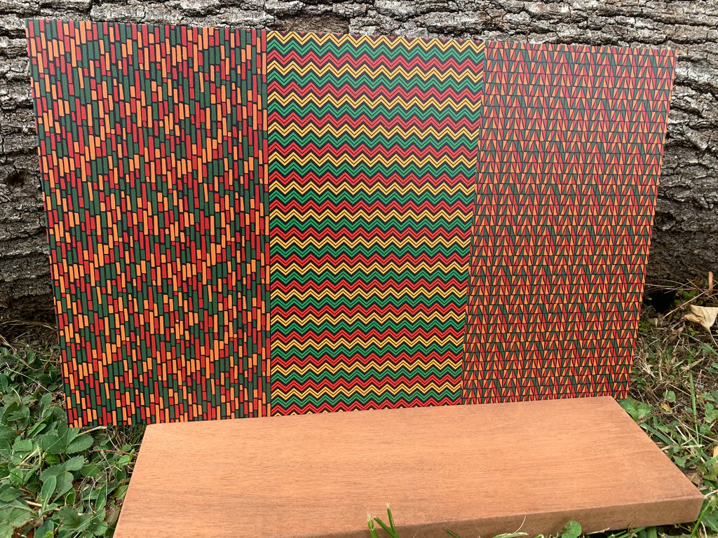 PatternPly® Full Coverage Kwanzaa Trio sheet showing the pattern