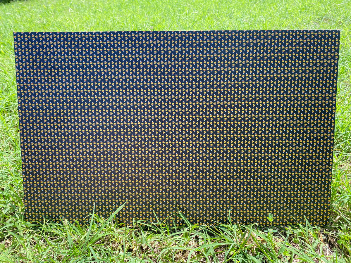 PatternPly® Full Coverage Mini Candy Corn sheet showing the pattern