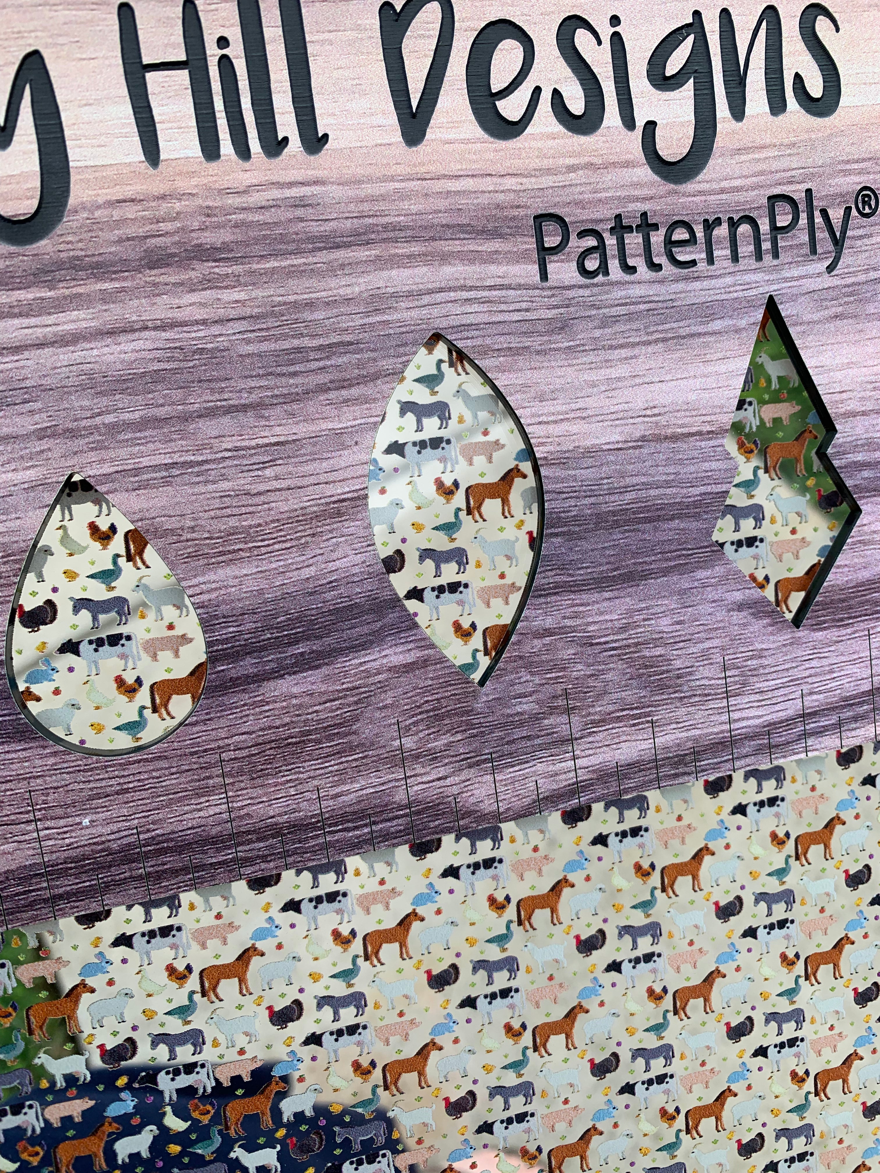 PatternPly® Scattered Micro Farm Animals sheet showing the pattern