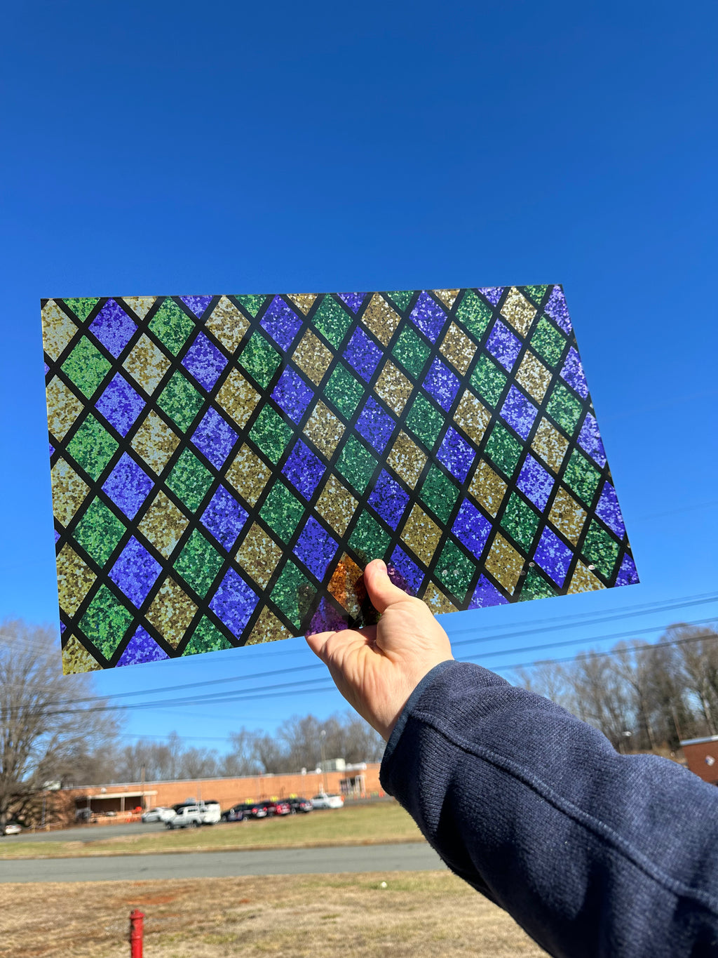 PatternPly® Transparent Mardi Gras Diamonds sheet showing the pattern