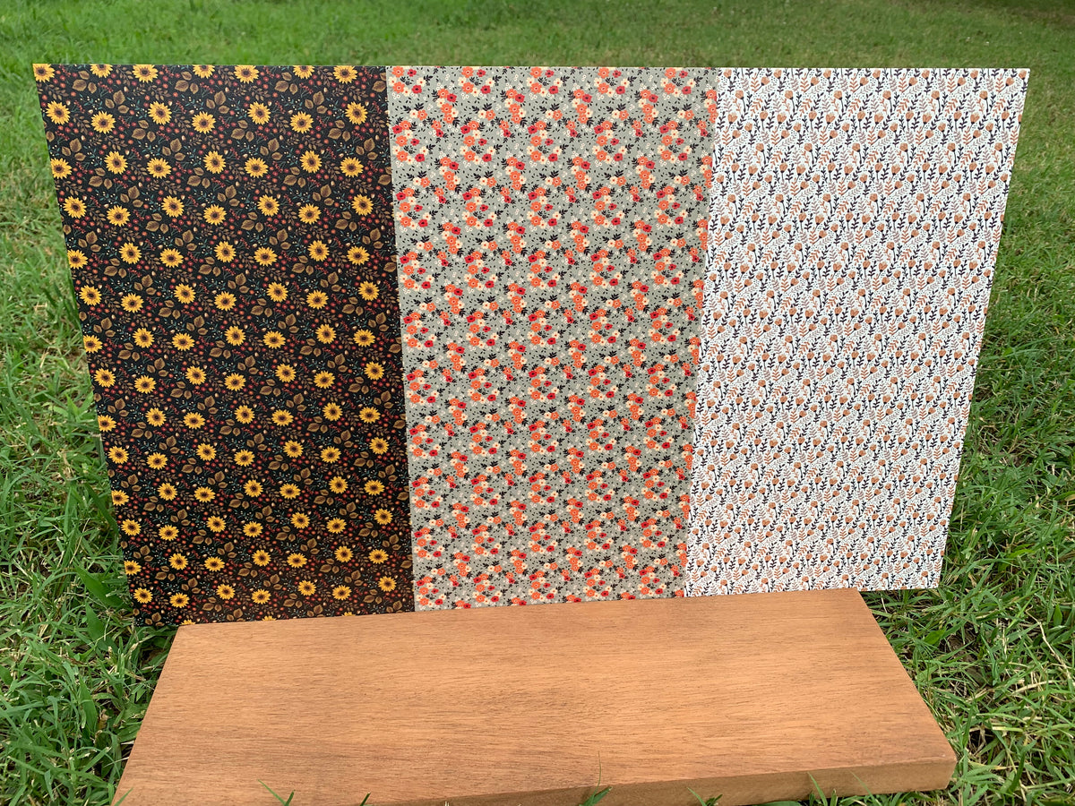 PatternPly® Full Coverage Fall Microfloral Trio sheet showing the pattern