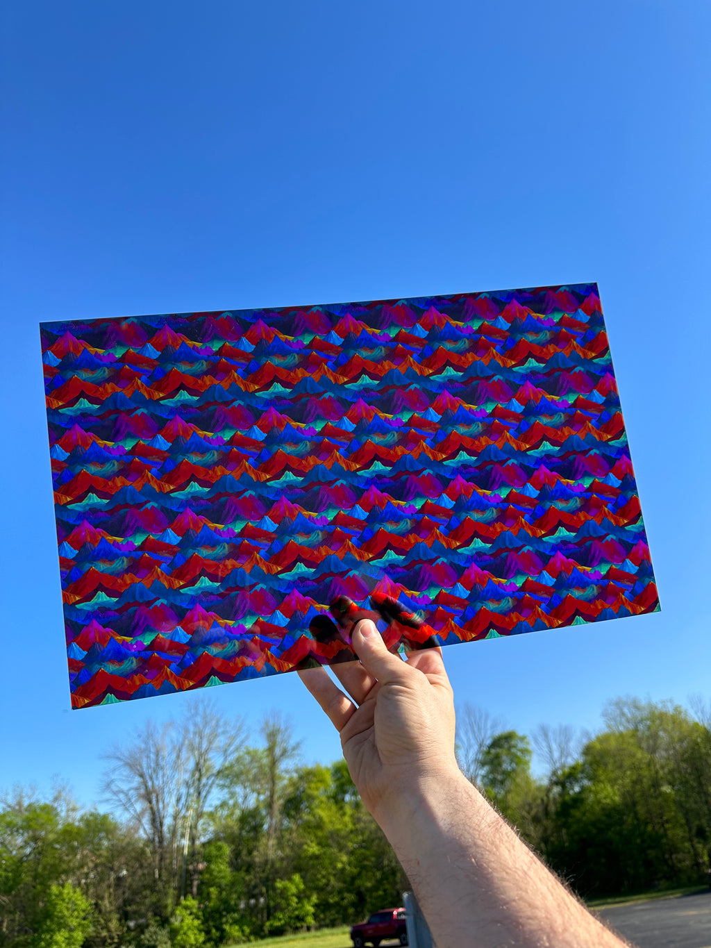 PatternPly® Transparent Bold Mountains sheet showing the pattern