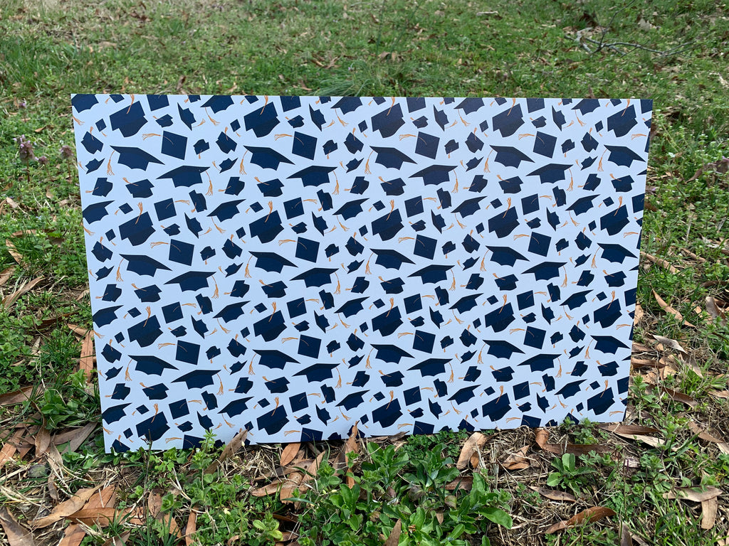 PatternPly® Full Coverage Graduation Caps sheet showing the pattern